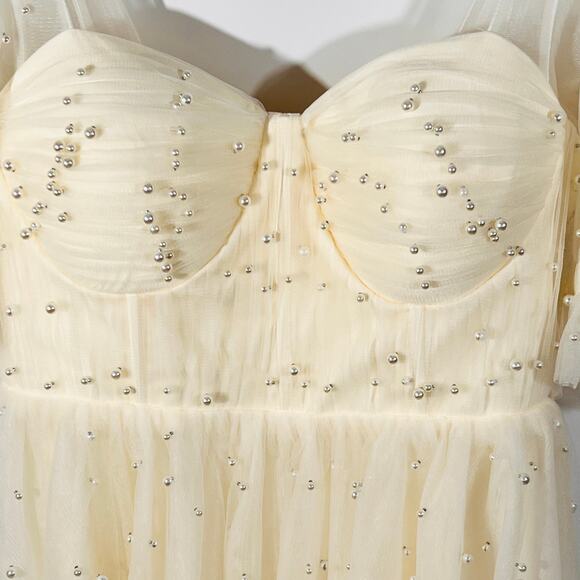 Ava Gowns Pearl Mini Dress Ivory Tulle Lace Up Back Coquette Bridal Size 16 New - Picture 11 of 16